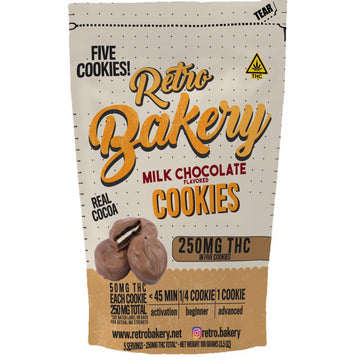 Retro Bakery High Dose Chocolate Covered THC Cookies 5-pack, 50mg hemp-derived Delta-9 THC per cookie, 250mg total - product photo