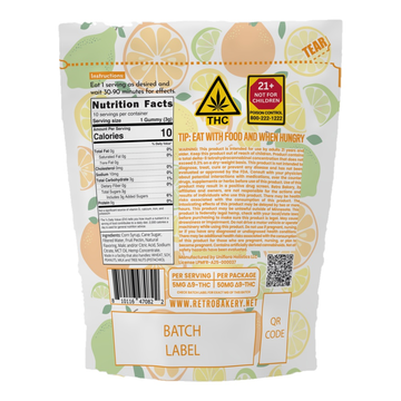 Citrus Punch Bitz from Retro Bakery, 50mg THC, back of the package