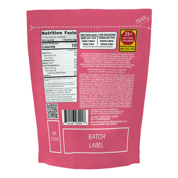 Dabbalicious Bubblegum Gummies from Retro Bakery, 50mg THC + 50mg CBDA + 50mg CBN