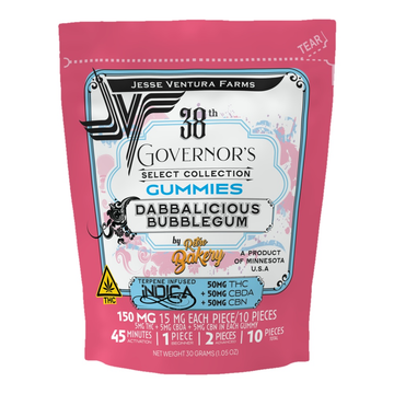 Dabbalicious Bubblegum Gummies from Retro Bakery, 50mg THC + 50mg CBDA + 50mg CBN