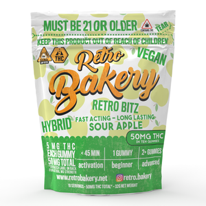 
            
                Load image into Gallery viewer, 50MG FAST ACTING VEGAN THC GUMMY BITZ - SOUR APPLE
            
        