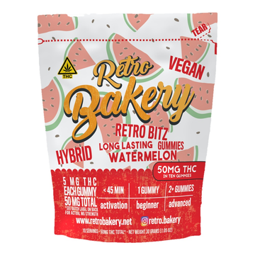 Watermelon Bitz from Retro Bakery, 50mg THC, front of the package