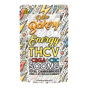 Blue Raspberry THCV Energy Gummies from Retro Bakery, 300mg THCV + 100mg CBC + 100mg CBGA