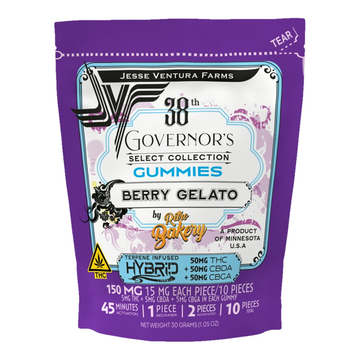 Berry Gelato Gummies from Retro Bakery, 50mg THC + 50mg CBDA + 50mg CBGA