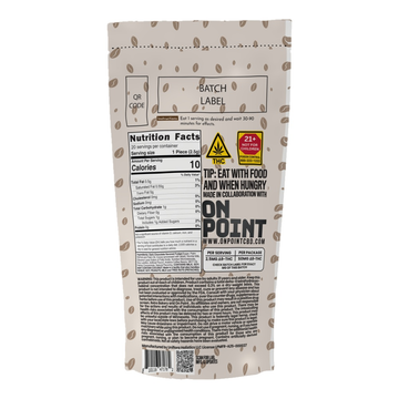 Retro Bakery Espresso Dark Chocolate Bar, 50mg hemp-derived THC dark chocolate bar topped with ground espresso - packaging photo