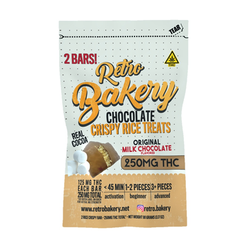 Retro Bakery High Dose Chocolate Covered Crispy Rice Treats 2-pack, 125mg hemp-derived Delta-9 THC per treat, 250mg total