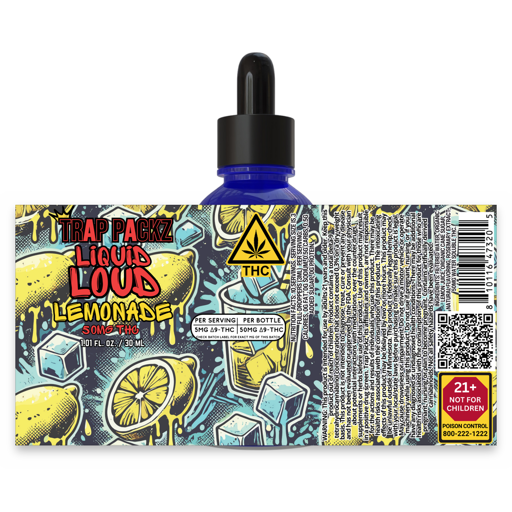 Trap Packz Liquid Loud Lemonade full label, front and back