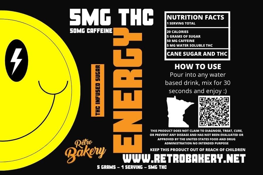5MG THC INFUSED SUGAR - SINGLE POUCH - +50MG CAFFEINE ENERGY
